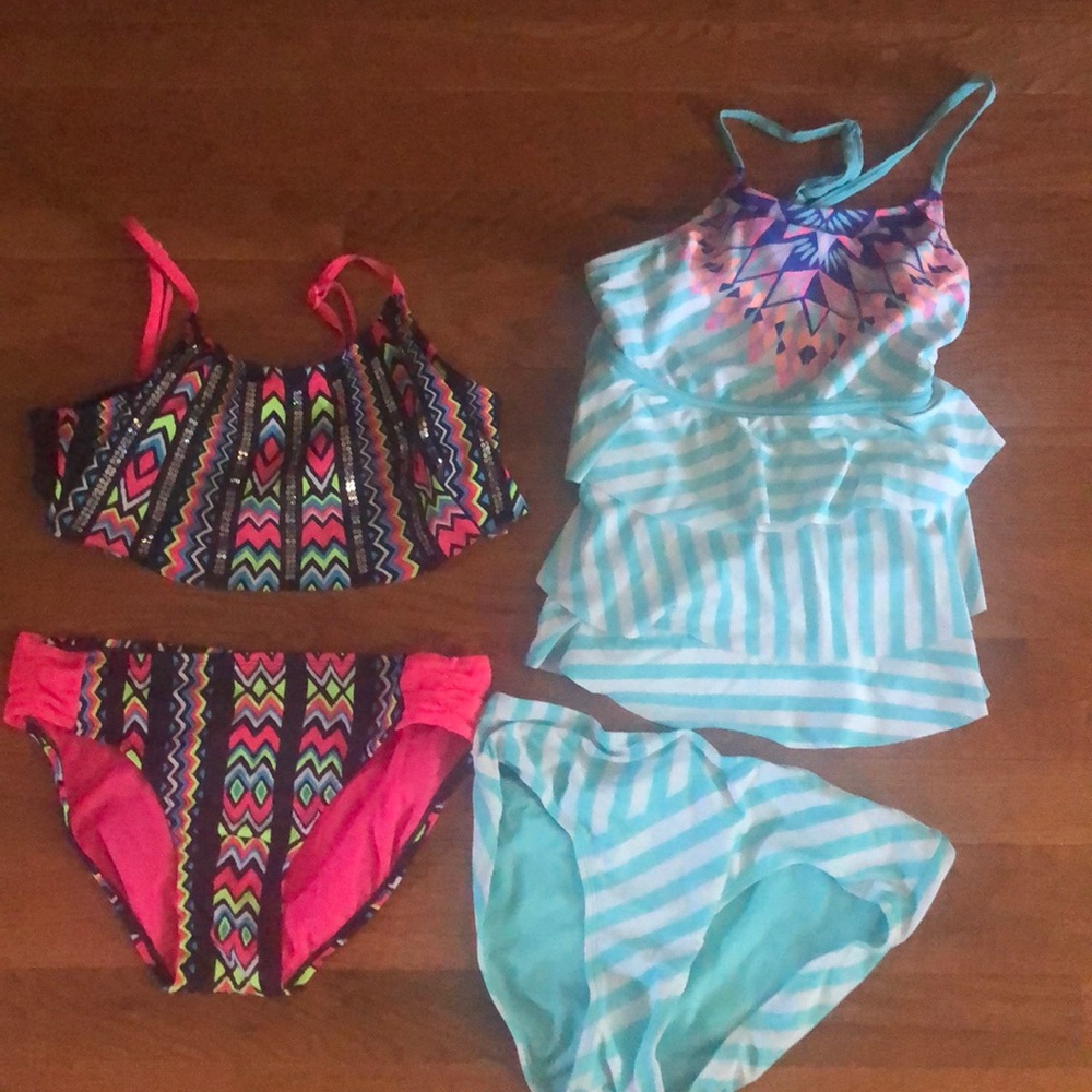 Justice size 16 swim tankini lot of 2